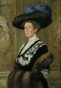 Ernst Oppler Portrait einer Dame mit Hut oil painting reproduction